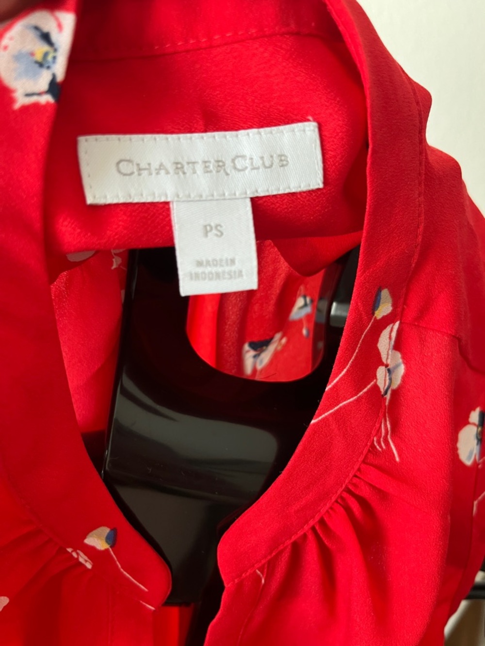 Charter Club Red Floral Sleeveless V-Neck Shell Top - Picture 4 of 4